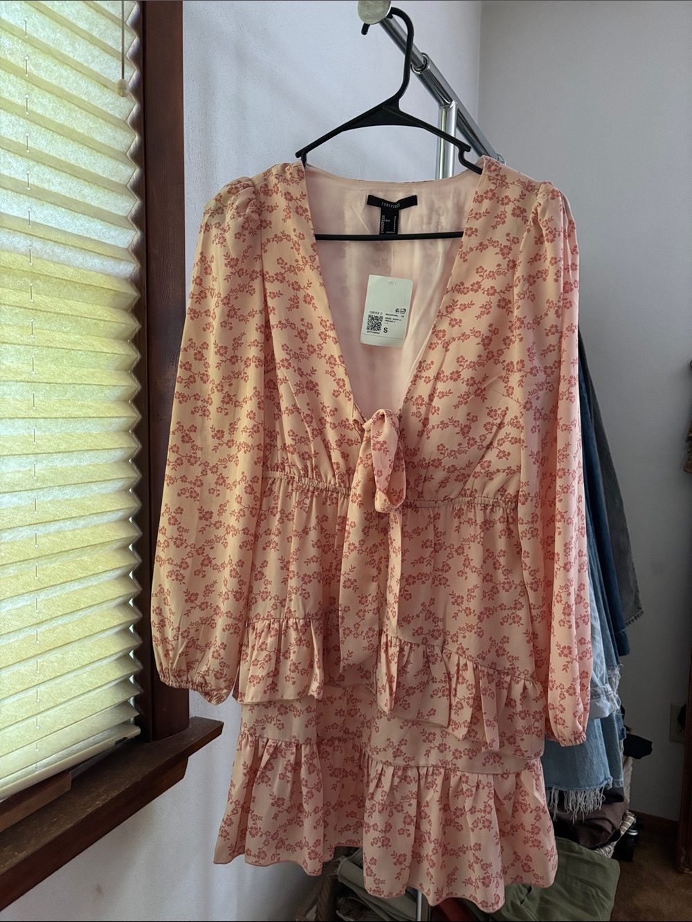 Forever21 Pink Floral Tie Front Mini Dress